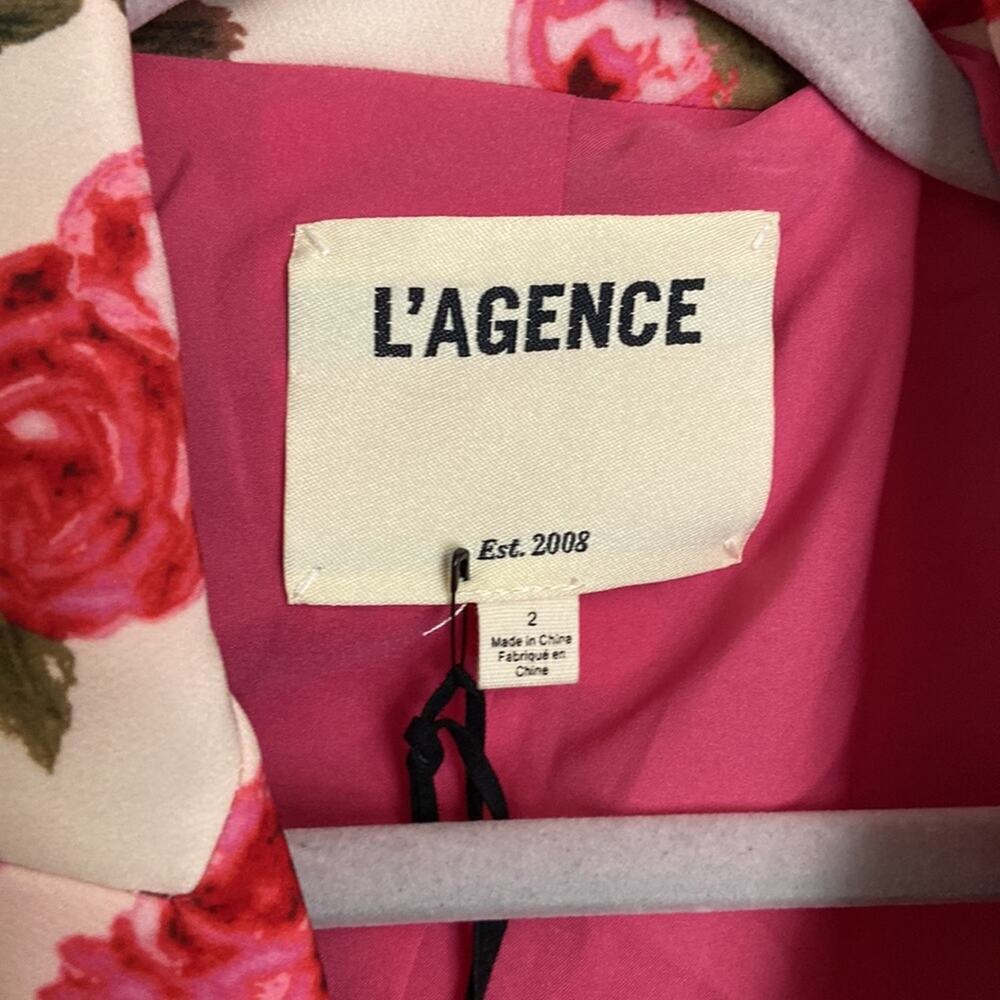 L’agence Barbiecore Kenzie Wild Roses Floral Long Line Double Breasted Blazer - Picture 3 of 4